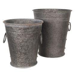 Clayre & Eef Decorative Bucket Set of 2 Grey Metal