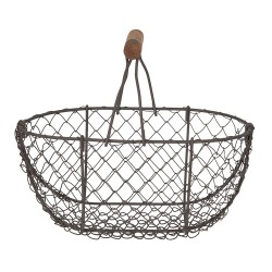 Clayre & Eef Panier de rangement 24x16x11/23 cm Marron Fer Rond