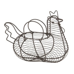 Clayre & Eef Easter Basket 28x19x24 cm Black Iron Round Chicken