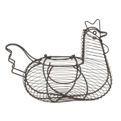 Clayre & Eef Easter Basket 28x19x24 cm Black Iron Round Chicken