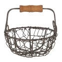 Clayre & Eef Storage Basket Ø 11x11 cm Brown Iron Wood Round