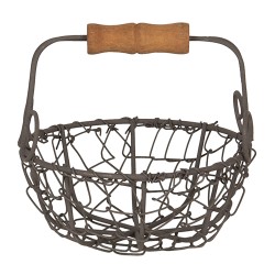 Clayre & Eef Storage Basket Ø 11x11 cm Brown Iron Wood Round