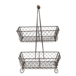 Clayre & Eef 2-Tiered Stand 23x15x37 cm Black Iron Rectangle