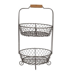 Clayre & Eef 2-Tiered Stand Ø 24x36 cm Black Iron Round