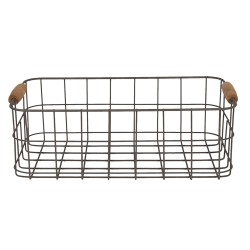 Clayre & Eef Storage Basket 34x20x11 cm Brown Iron Wood Rectangle