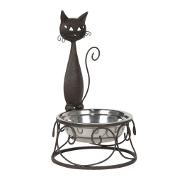 Clayre & Eef Bols d'alimentation pour chien Ø 19x32 cm Marron Fer Rond Chat