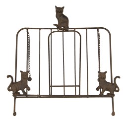 Clayre & Eef Cookbook Stand 38x25x38 cm Brown Iron Rectangle Cats