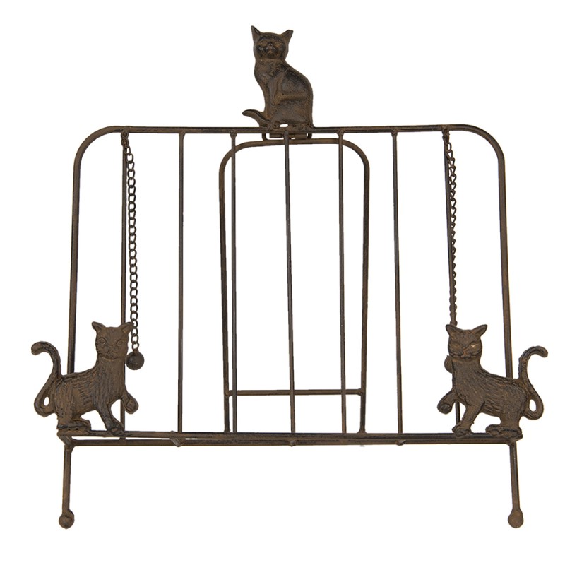 Clayre & Eef Kockbuchständer 38x25x38 cm Braun Eisen Rechteck Katzen