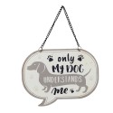 Clayre & Eef Textschild 17x13 cm Weiß Eisen Rechteck Hund