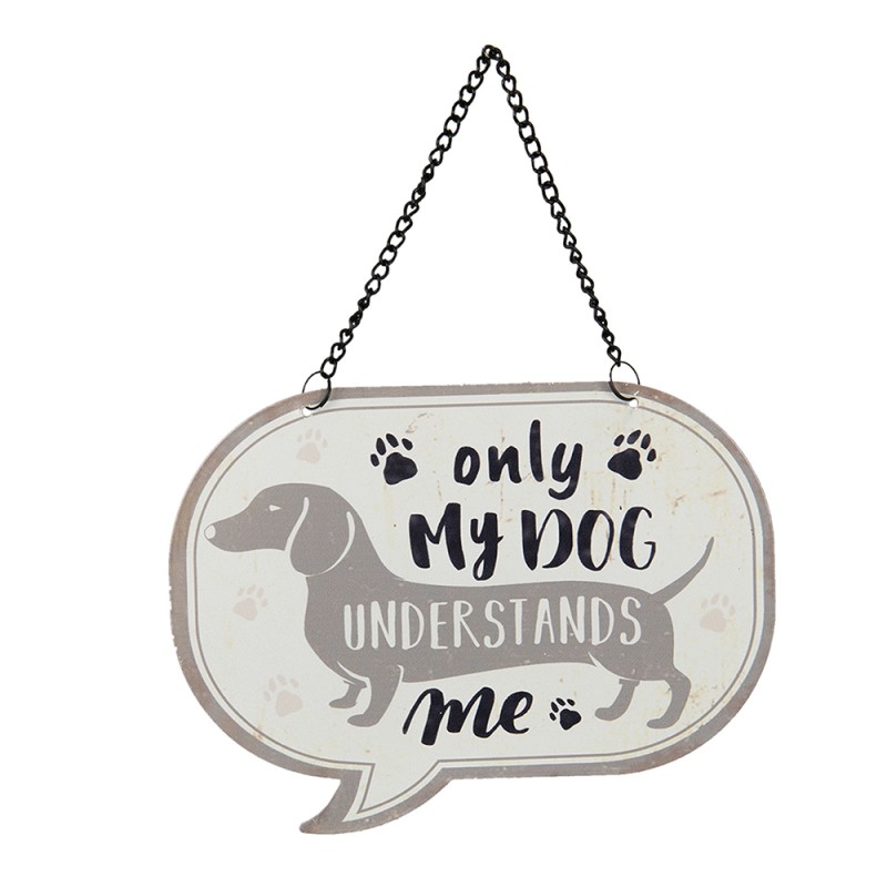 Clayre & Eef Tekstbord  17x13 cm Wit Ijzer Rechthoek Hond My Dog