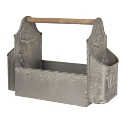 Clayre & Eef Decoratie tuingereedschapskist  50x26x23 cm Grijs Ijzer Rechthoek