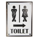 Clayre & Eef Textschild 26x35 cm Weiß Schwarz Metall Rechteck Toilet