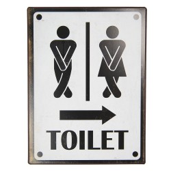 Clayre & Eef Tekstbord  26x35 cm Wit Zwart Metaal Rechthoek Toilet