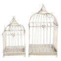 Clayre & Eef Décoration de cage set de 2 Blanc Fer Carré