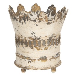 Clayre & Eef Porte-bougie Couronne Ø 14x15 cm Beige Fer