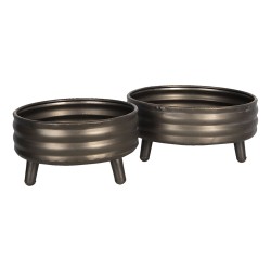 Clayre & Eef Vaso decorativo set di 2 Marrone Metallo Rotondo