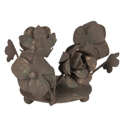 Clayre & Eef Theelichthouder Bloemen 5x8x6 cm Bruin Ijzer