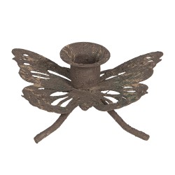 Clayre & Eef Candle holder 7x5x3 cm Brown Iron Butterfly