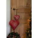 Clayre & Eef Hanger Hart 27x12x27 cm Rood Ijzer Hartvormig Bloem