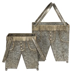 Clayre & Eef Plant Holder 28x15x30/50 cm Grey Iron Rectangle