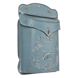 Clayre & Eef Mailbox 26x8x39 cm Blue Metal Rectangle Post