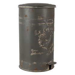 Clayre & Eef Pedal Bin Ø 27x45 cm Grey Metal Round Rooster