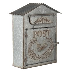 Clayre & Eef Brievenbus  31x12x36 cm Grijs Metaal Post