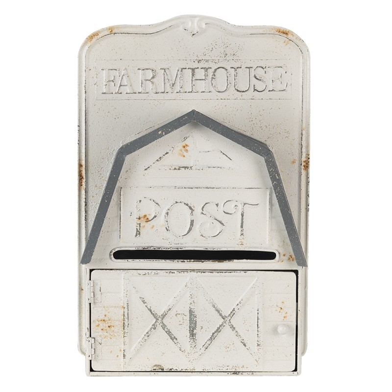 Clayre & Eef Brievenbus  26x12x39 cm Wit Metaal Rechthoek Farmhouse post