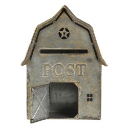 Clayre & Eef Mailbox 26x11x35 cm Grey Metal Post