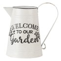 Clayre & Eef Decoratie Kan  26x17x25 cm Wit Metaal Rond Welcome to our garden