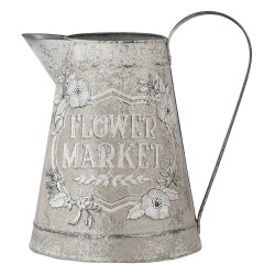 Clayre & Eef Decorative Watering Can 17x17x23 cm Grey Metal Flower market