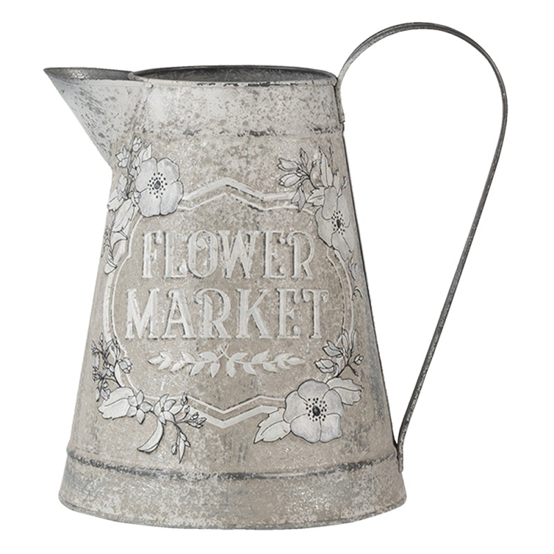 Clayre & Eef Annaffiatoio decorativo 17x17x23 cm Grigio Metallo Flower market