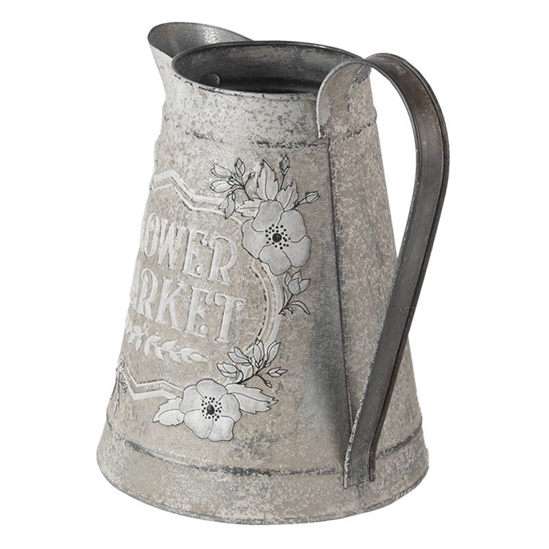 Clayre & Eef Decorative Watering Can 17x17x23 cm Grey Metal Flower market