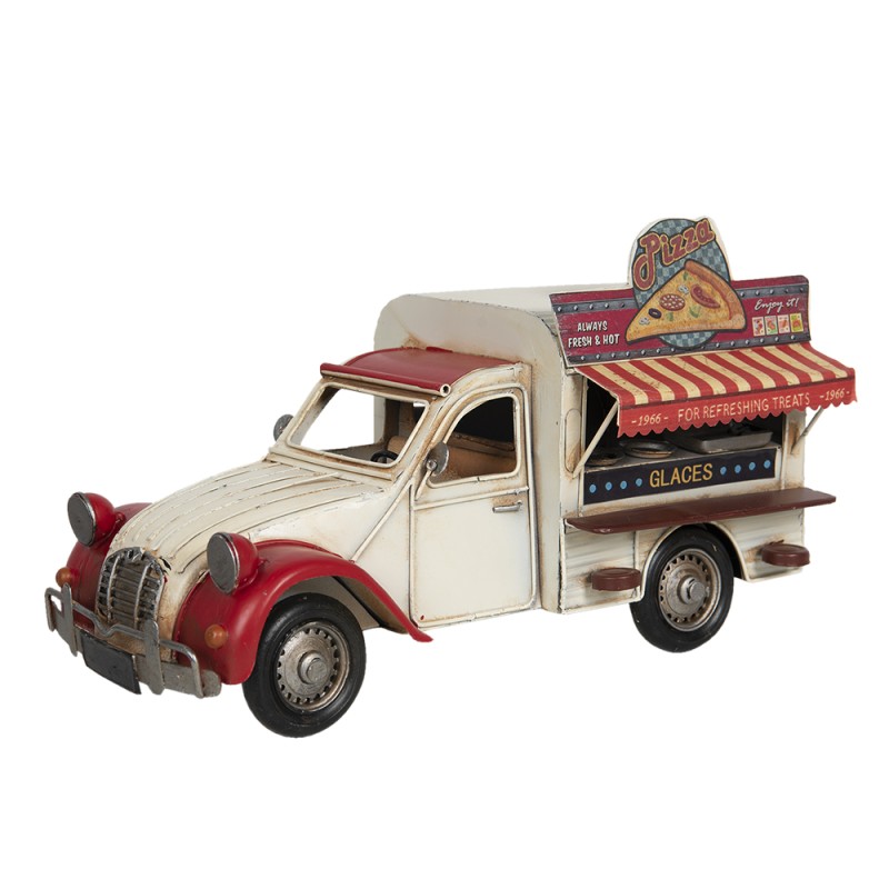 Clayre & Eef Miniature décorative Voiture 32x15x19 cm Beige Rouge Métal