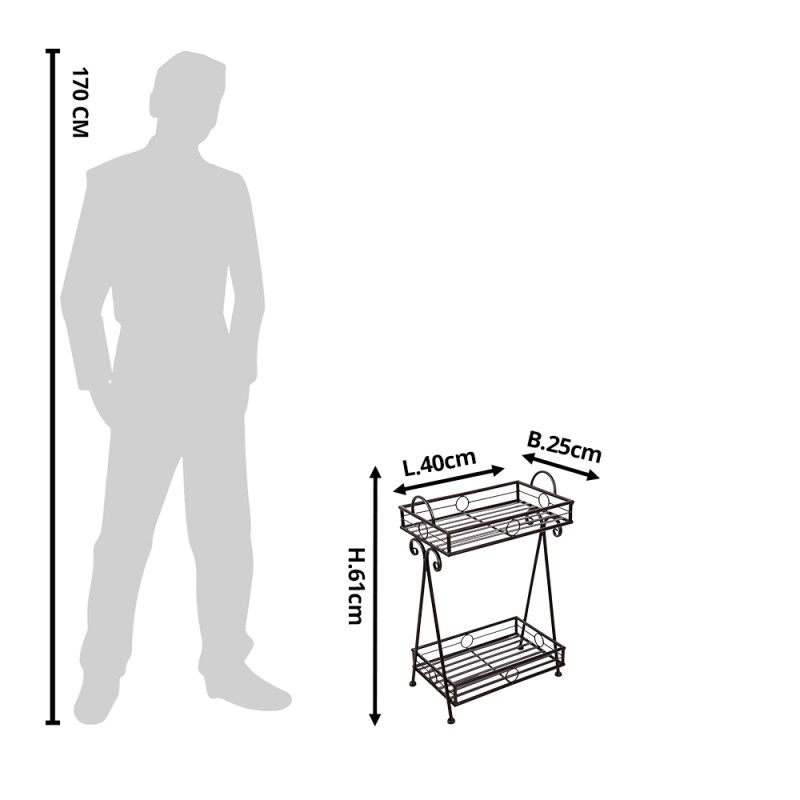 Clayre & Eef Scaffale per piante 40x25x60 cm Marrone Metallo Rettangolo