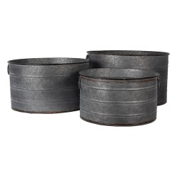 Clayre & Eef Plant Holder Grey Metal Round