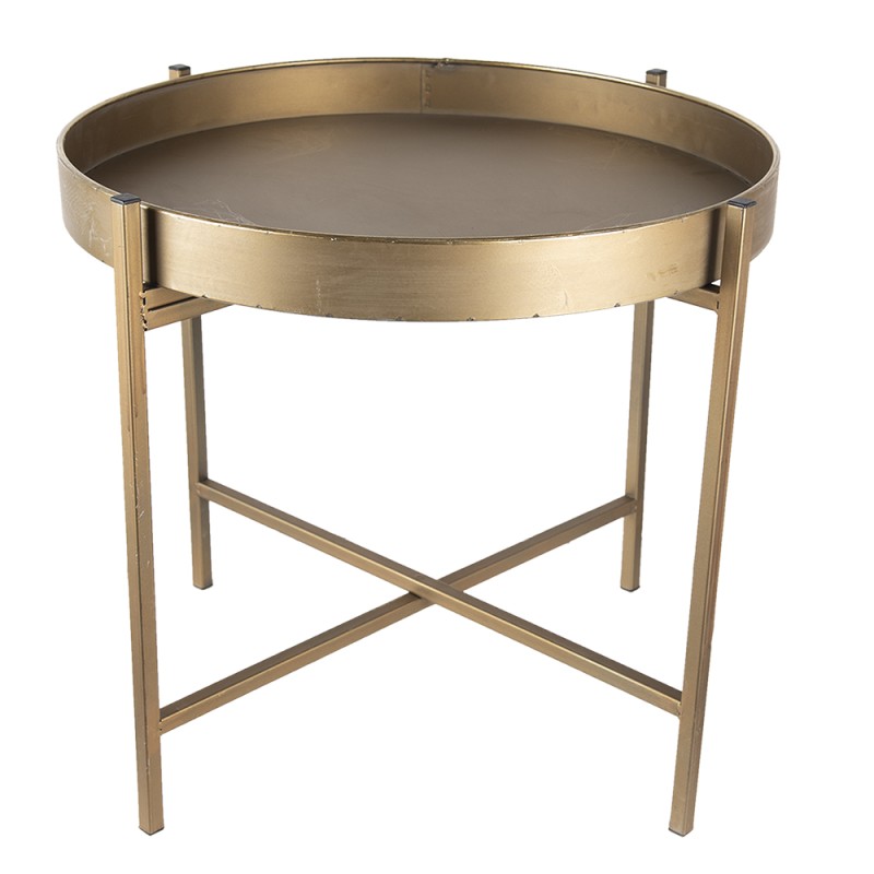 Clayre & Eef Side Table Ø 52x40 cm Copper colored Metal Round