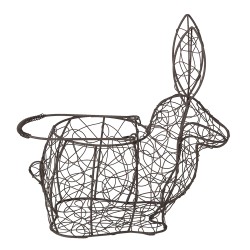 Clayre & Eef Easter Basket Rabbit 26x13x28 cm Black Iron