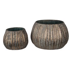 Clayre & Eef Pot de fleurs set de 2 Couleur cuivre Métal Rond