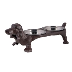 Clayre & Eef Voerbak Hond  Hond 43x20x14 cm Bruin Ijzer Rechthoek