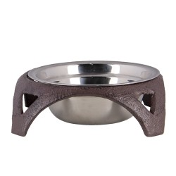 Clayre & Eef Voerbak Hond   19x5 cm Bruin Ijzer Rond