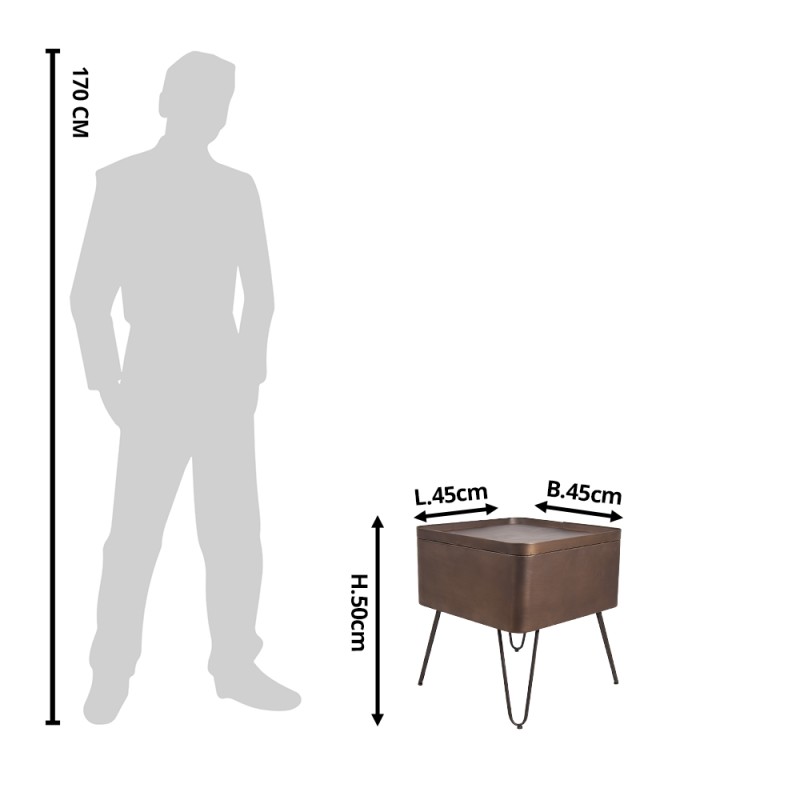 Clayre & Eef Table d'appoint 45x45x50 cm Couleur cuivre Fer Carré