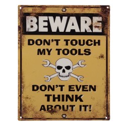 Clayre & Eef Targhetta con testo 20x25 cm Giallo Ferro Beware