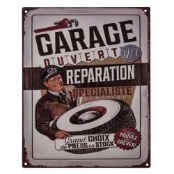 Clayre & Eef Textschild 20x25 cm Beige Braun Eisen Garage