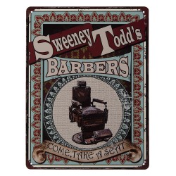 Clayre & Eef Tekstbord  25x33 cm Rood Bruin Ijzer Barbers