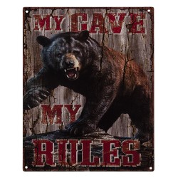 Clayre & Eef Text Sign 20x25 cm Brown Red Iron My Cave My Rules