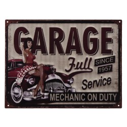 Clayre & Eef Plaque de texte 33x25 cm Noir Fer Garage