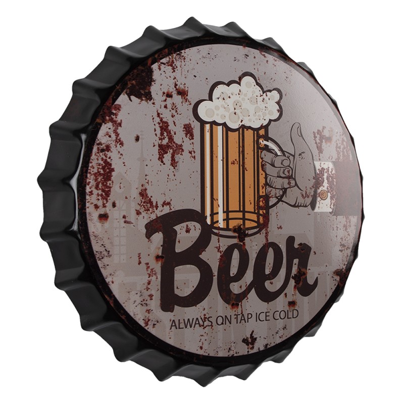 Clayre & Eef Textschild Ø 33 cm Grau Eisen Beer