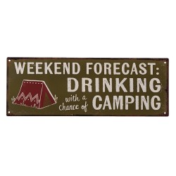 Clayre & Eef Tekstbord  36x13 cm Groen Ijzer Weekend Drinking