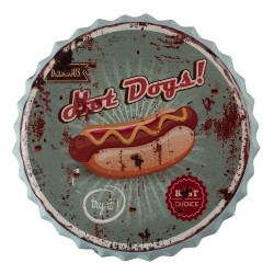 Clayre & Eef Wanddecoratie  Ø 50 cm Groen Ijzer Hot Dogs